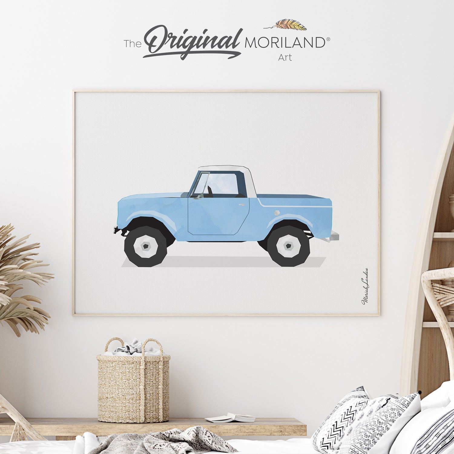 vintage truck baby blue color art for boy nursery decor by MORILAND