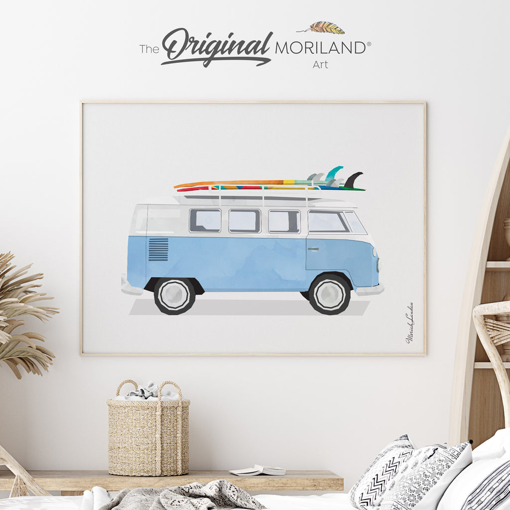 watercolor van wall art print poster for kids room decor by MORILAND