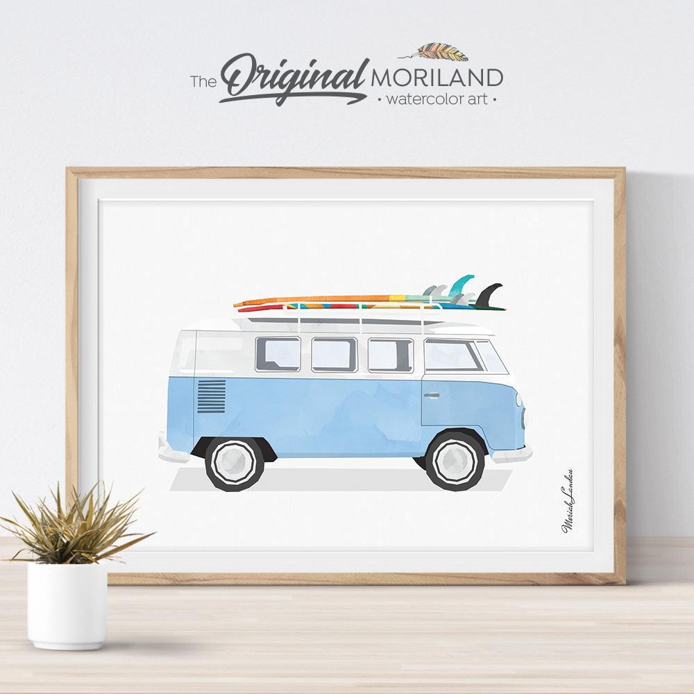 Van bus print for nursery and boy room decor