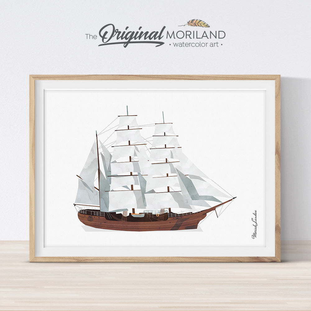 Sailing Ship Wall Art print for bedroom decor