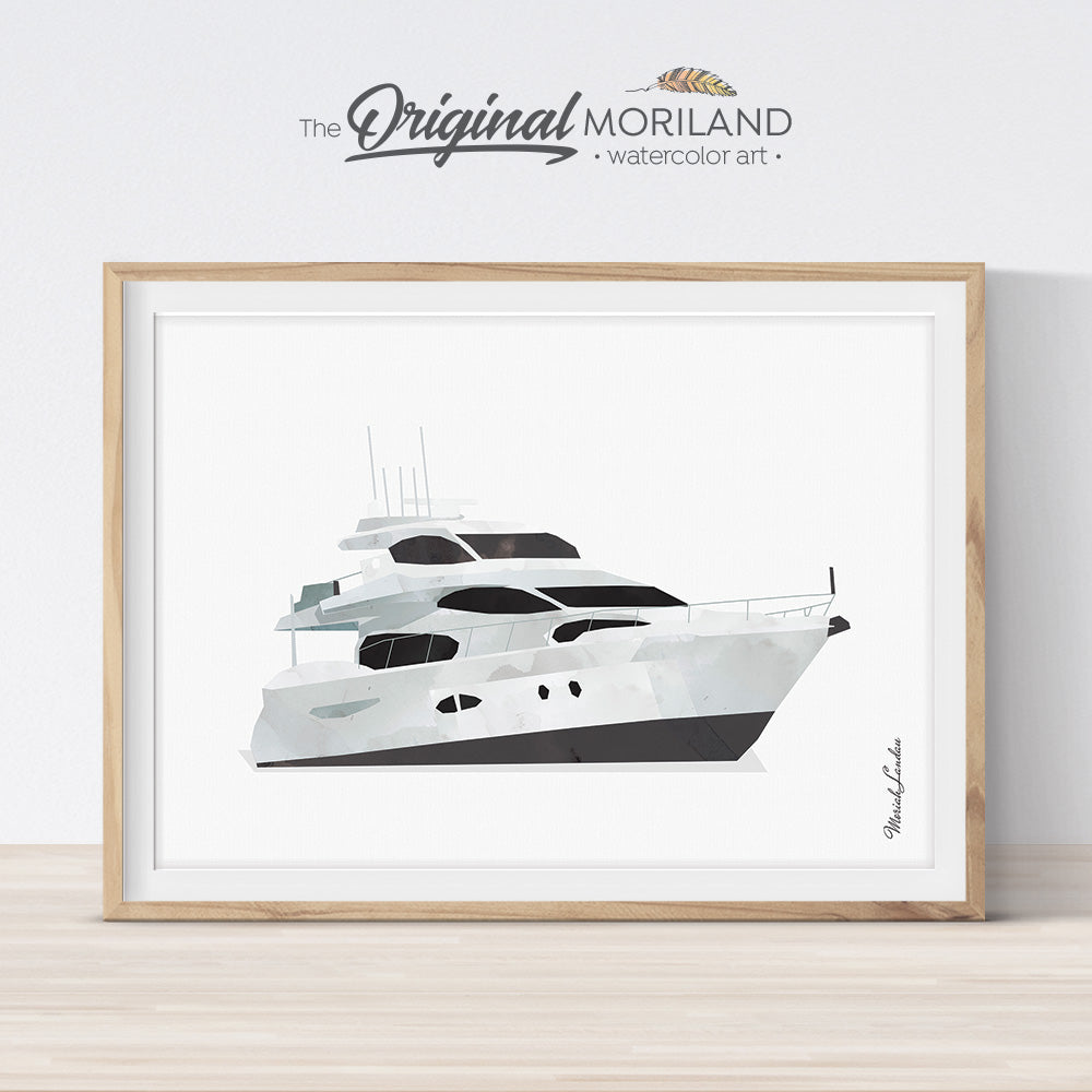 Yacht Watercolor painting gift 