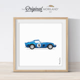 Classic Blue Sports Car Print - Printable Art