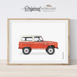 Red Bronco wall art print for bedroom decor