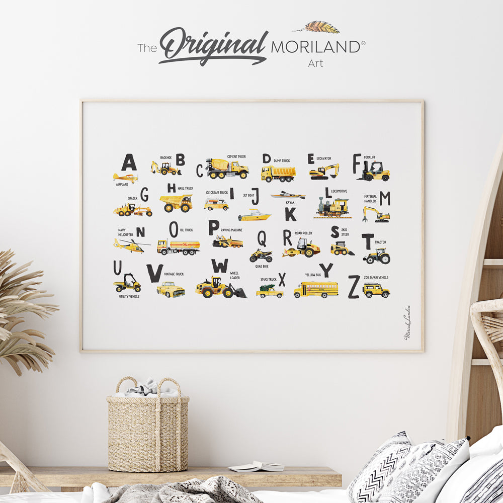 Yellow & Black Transportation Alphabet Fine Art Paper Print