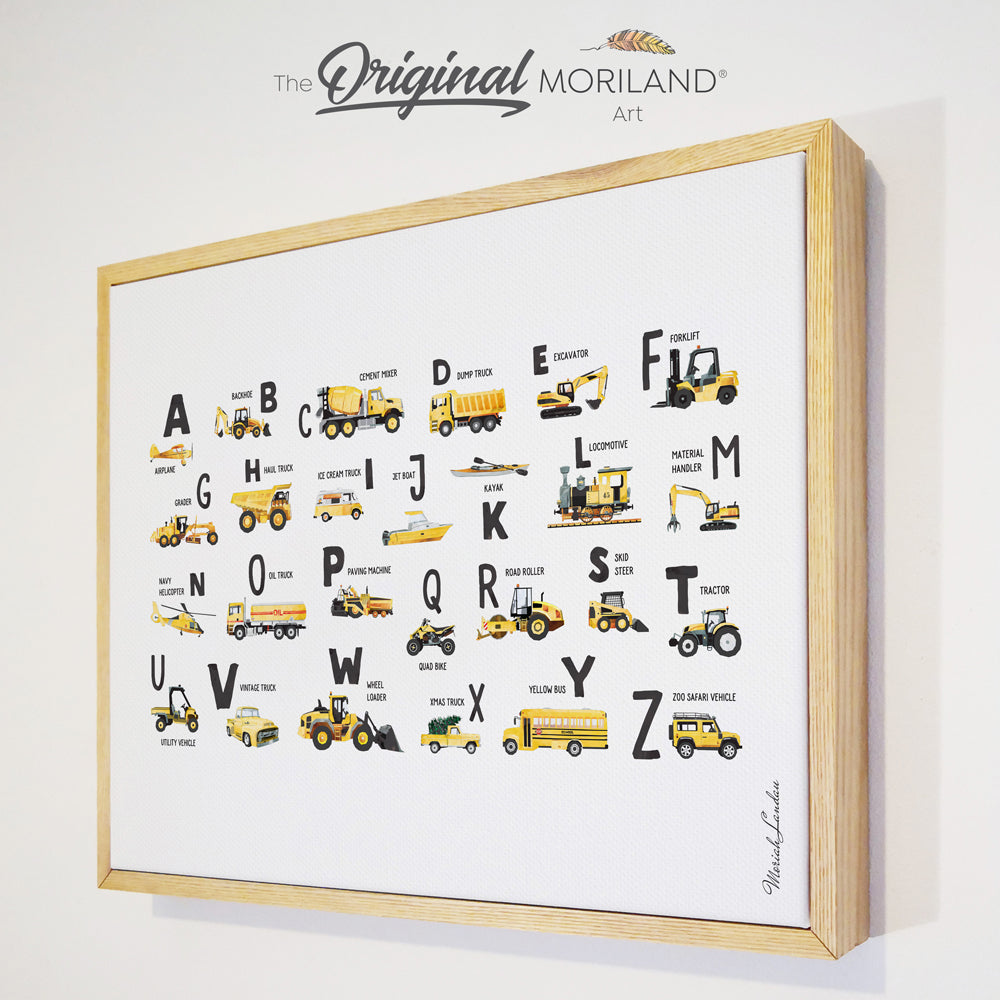 Yellow & Black Transportation Alphabet - Framed Canvas Print