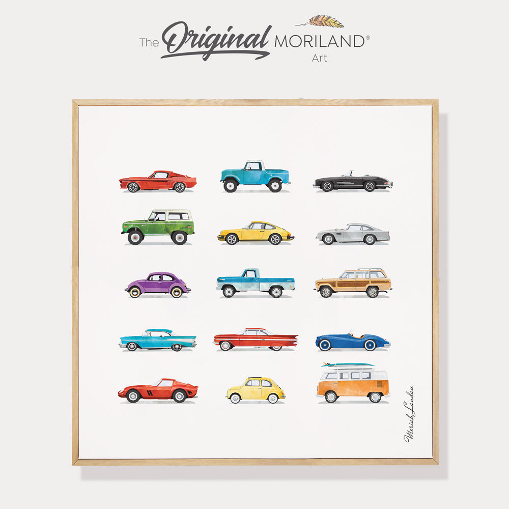 Classic Cars - Framed Canvas Print