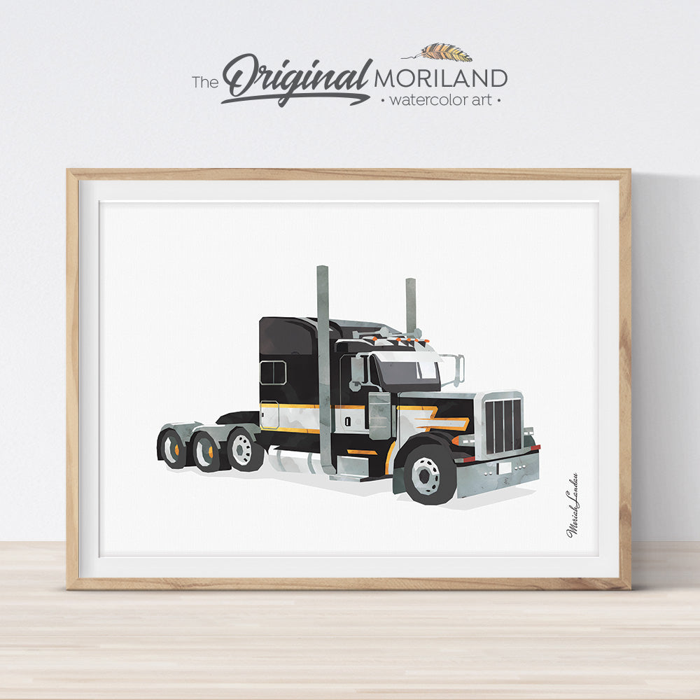 Peterbilt Semi truck wall art for boys room and nursery decor