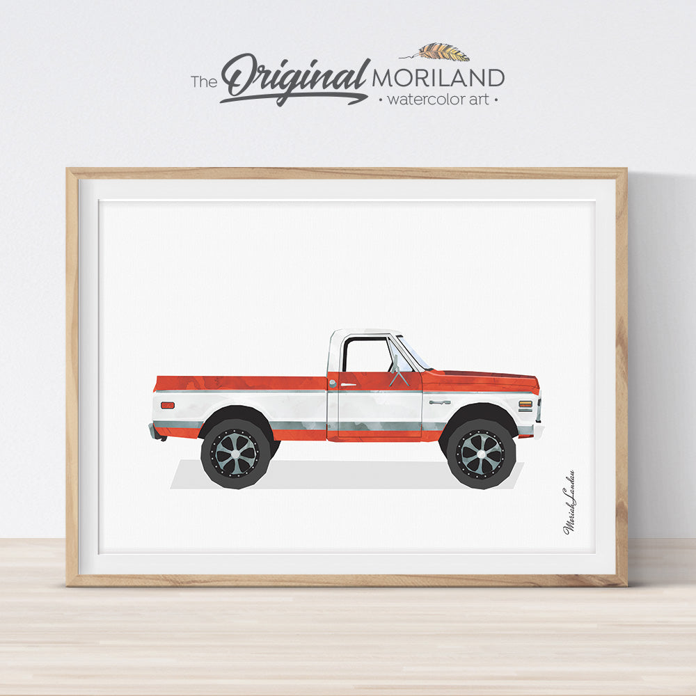 1971 Chevy C10 print wall art for kids room and nursery decor