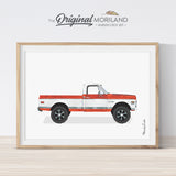 Red & White Pickup Truck Print - Printable Art