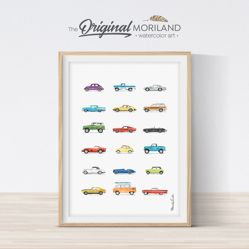 classic cars print wall art for nursery and boy bedroom decor