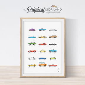 classic cars print wall art for nursery and boy bedroom decor