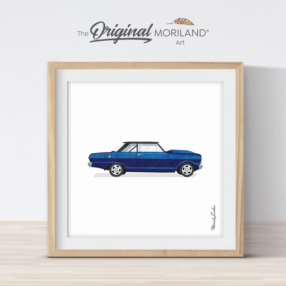 Blue Muscle Car Print - Printable Art