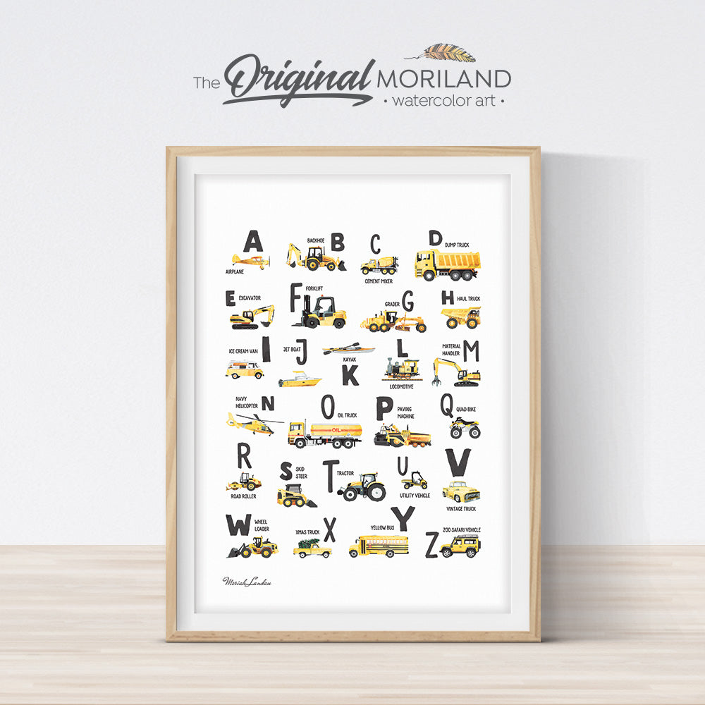 Transportation vehicle Alphabet print for boy room decor