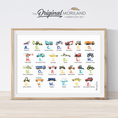 Transportation vehicle Alphabet print for boy room decor