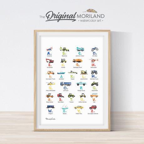 Transportation vehicle Alphabet print for boy room decor