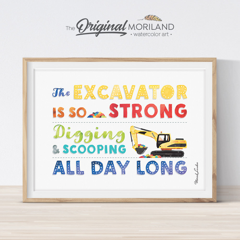 Excavator Quote wall art by MORILAND for boy room decor