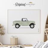 Sage Green Old Timer Pick Truck Fine Art Paper Print for boy bedroom by MORILAND