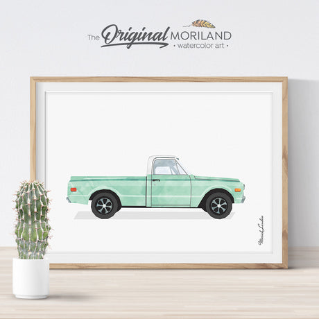 pickup truck art print for boy room decor