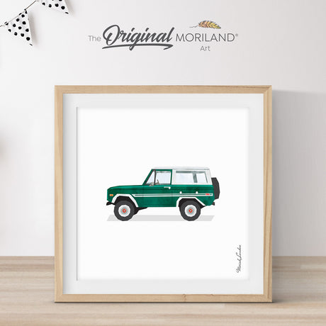Vintage Dark Green SUV Print - Printable Art