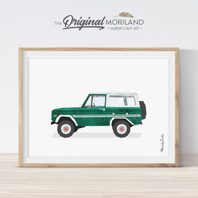 Bronco wall art print for boy bedroom decor