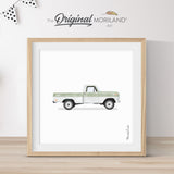 Sage-Green Old Pickup Truck Print - Printable Art