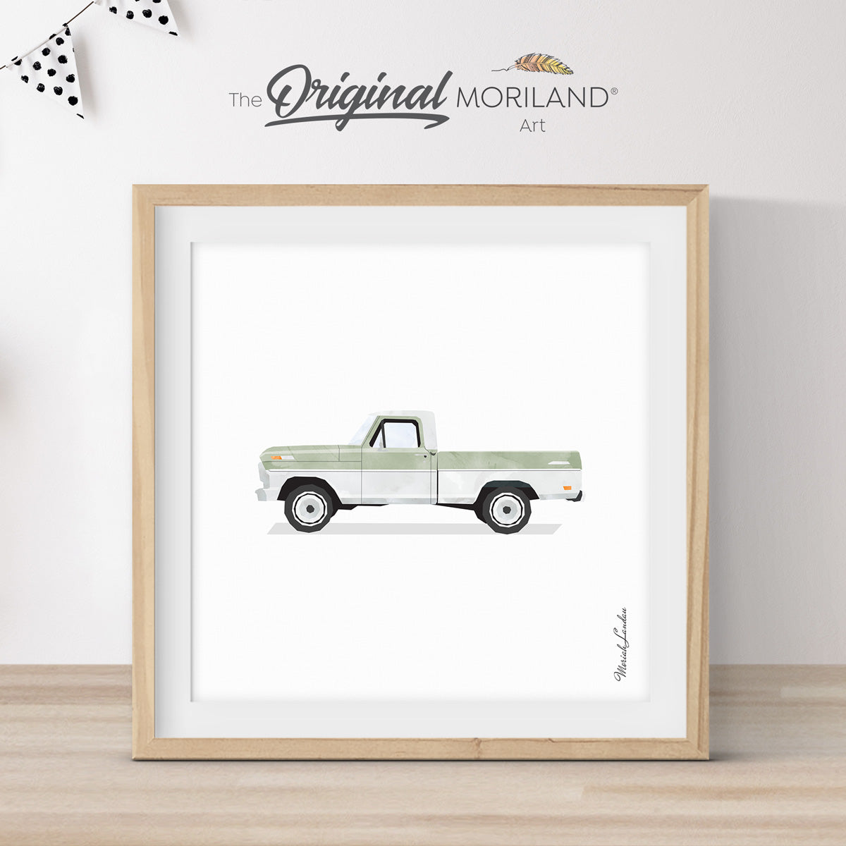 Sage-Green Old Truck Print - Printable Art