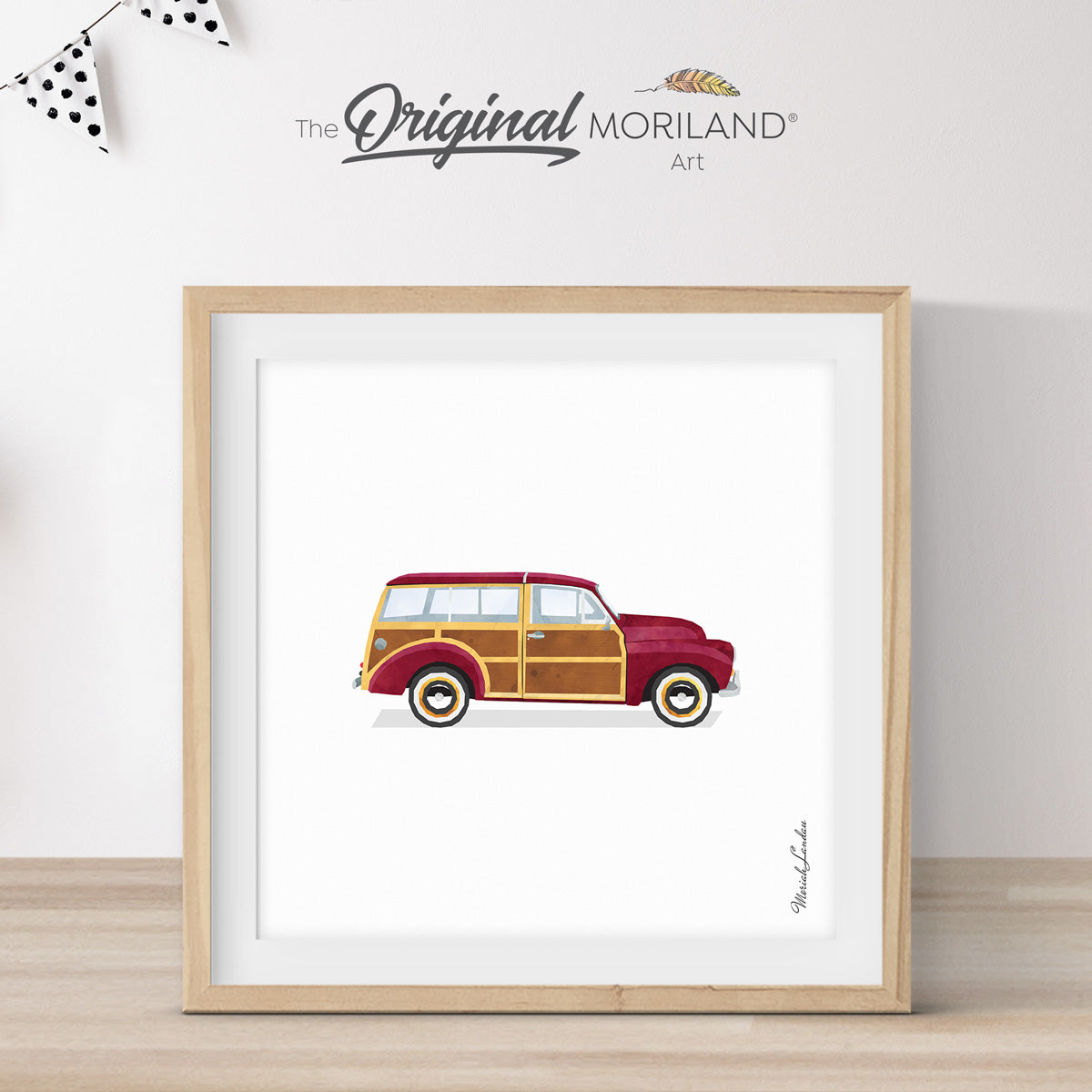 Ruby Vintage Woodie Car Print - Printable Art