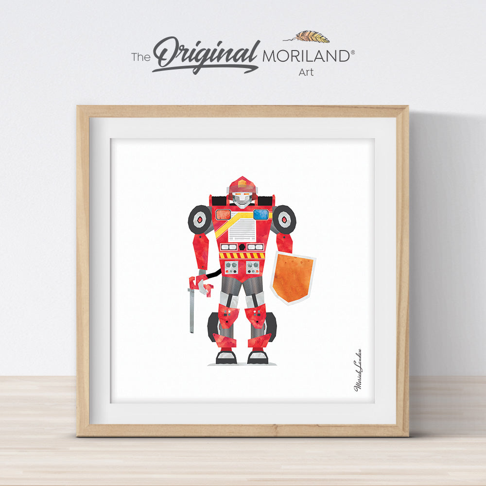 Frank the Firetruck Robot Print - Printable Art