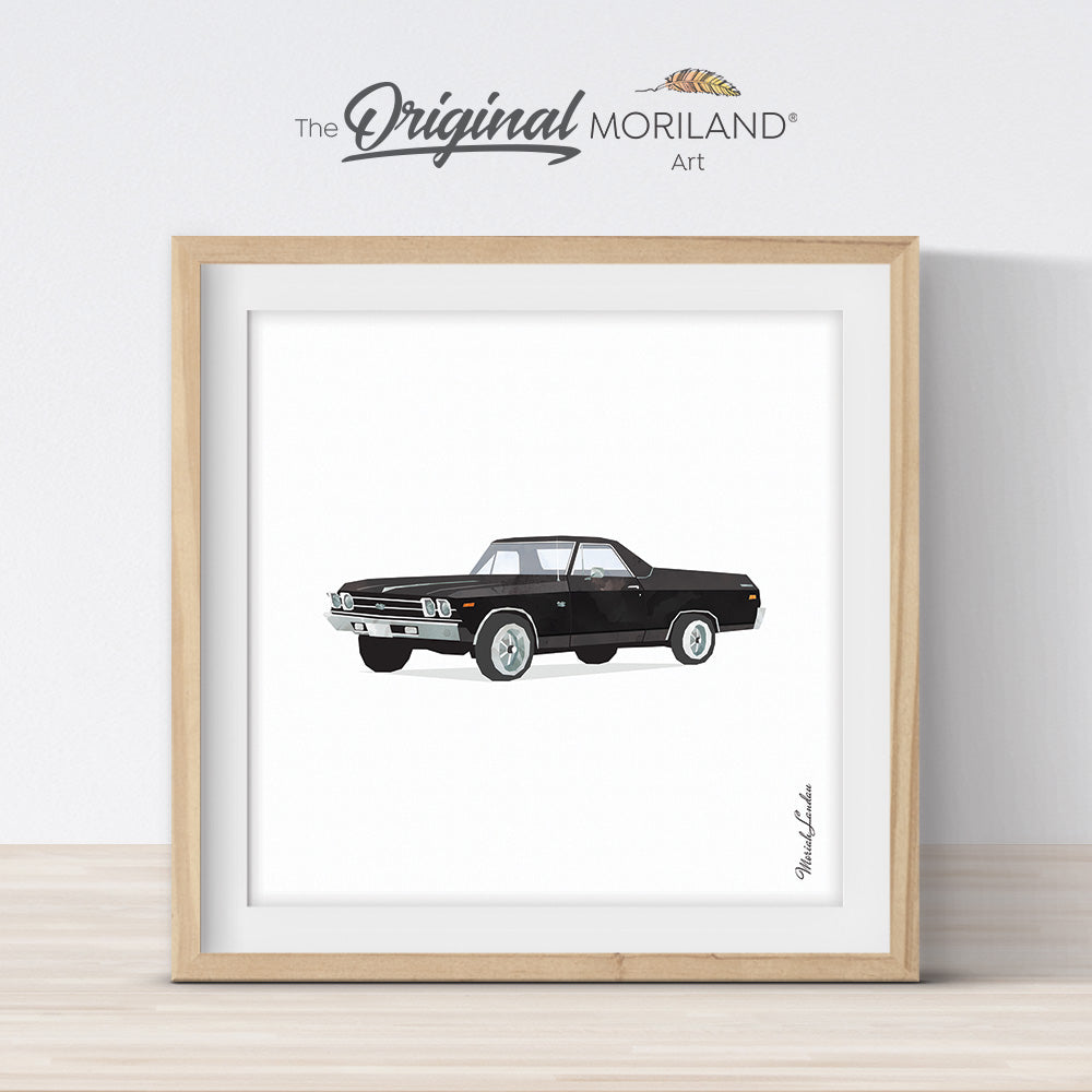 Black Pickup Muscle Car Print - Printable Art