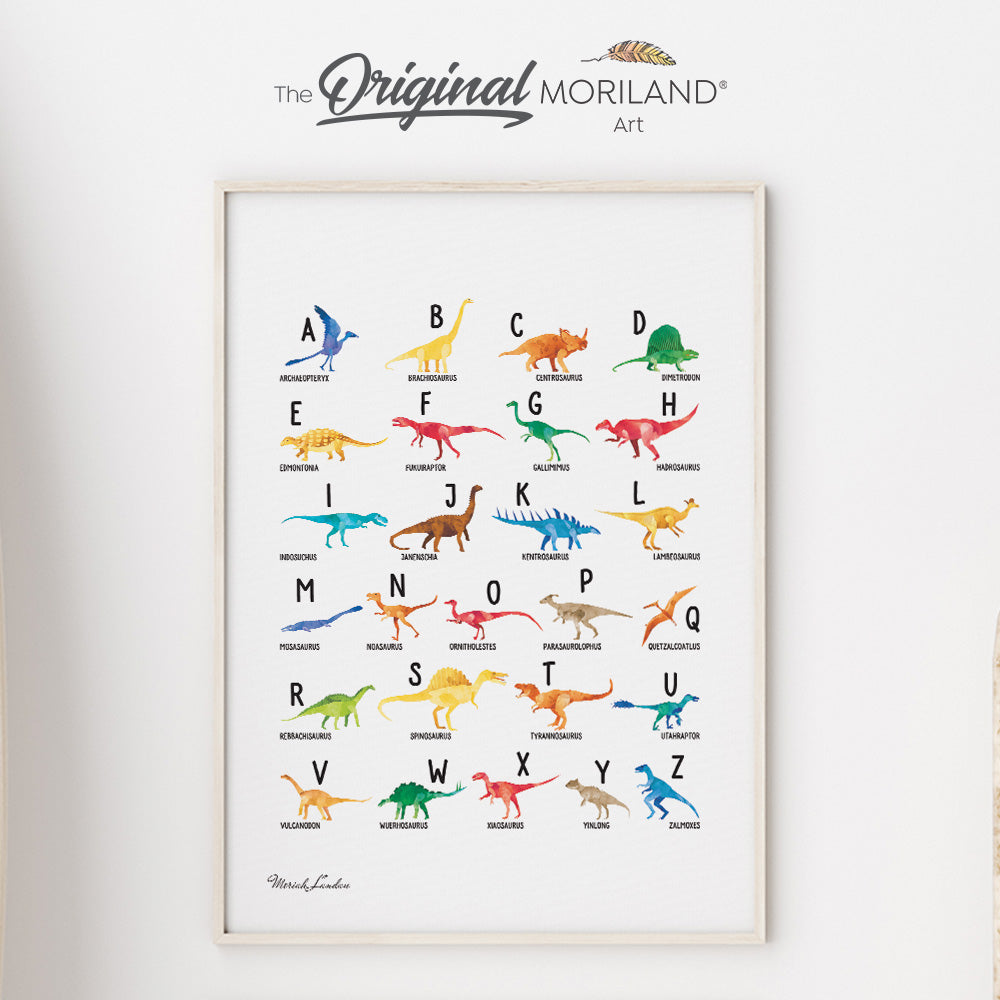 Alphabet Print, Dinosaurs Alphabet Poster, Multicolor Dino ABC, Alphabet Art, Nursery Décor, Dinosaur Print, Dinosaur Kids Poster MORILAND