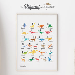 Alphabet Print, Dinosaurs Alphabet Poster, Multicolor Dino ABC, Alphabet Art, Nursery Décor, Dinosaur Print, Dinosaur Kids Poster MORILAND