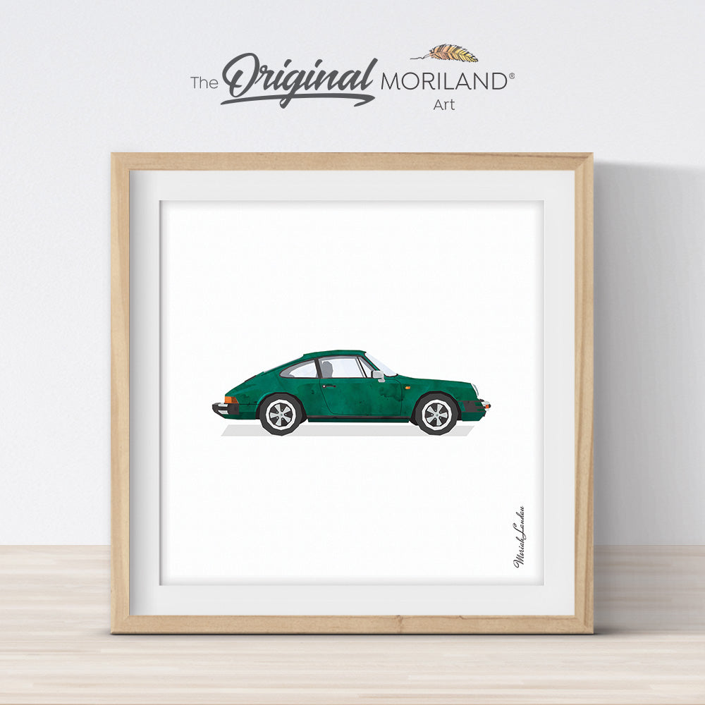 Green Classic Sports Car Print - Printable Art