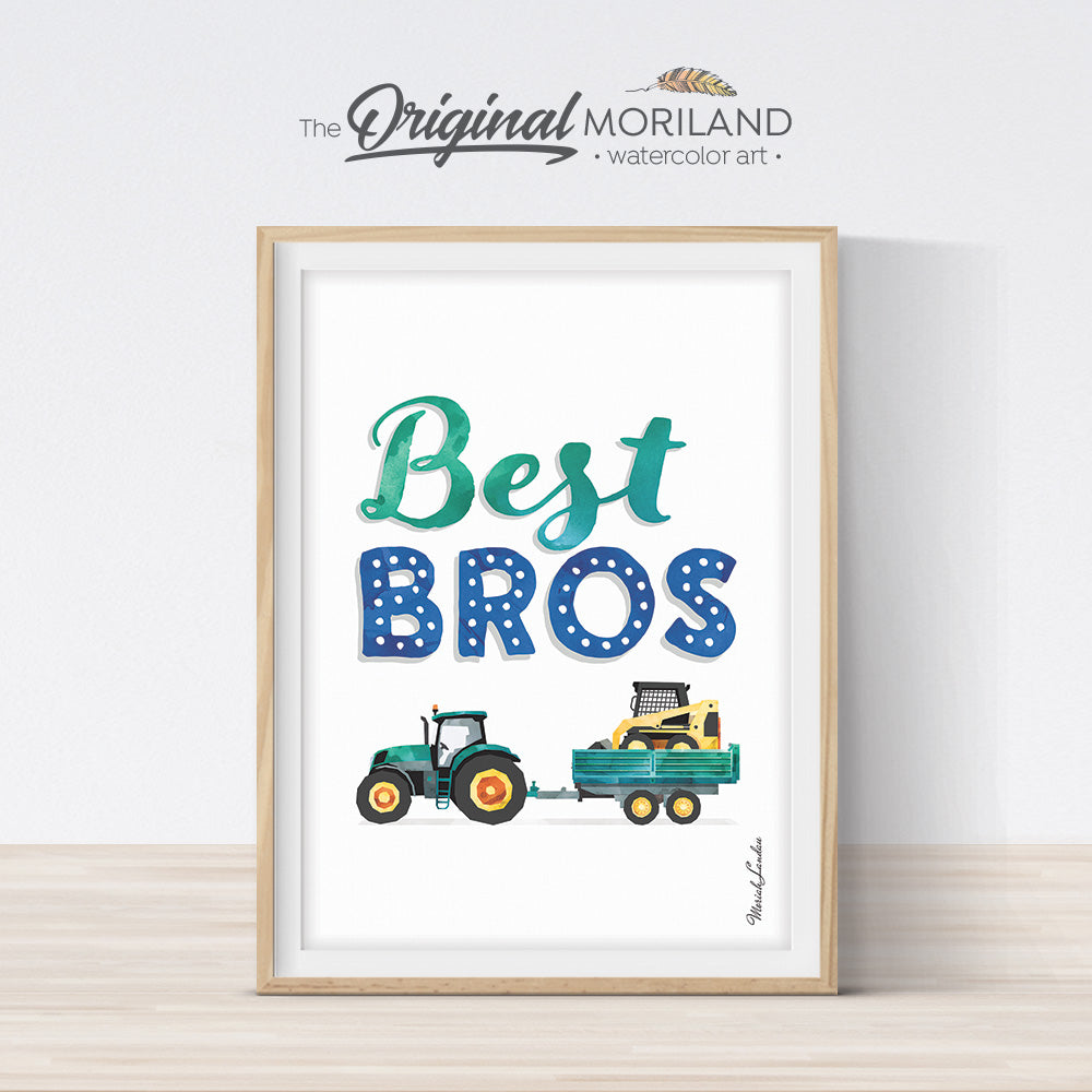best bros sign with tractor and skid steer for boy bedroom decor