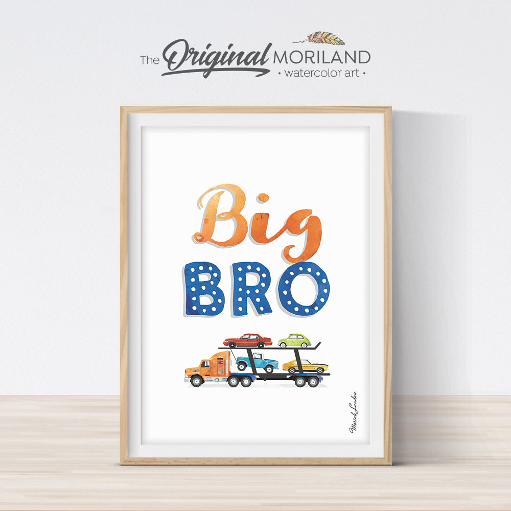 Big bro sign with cars for boy bedroom decor by MORILAND