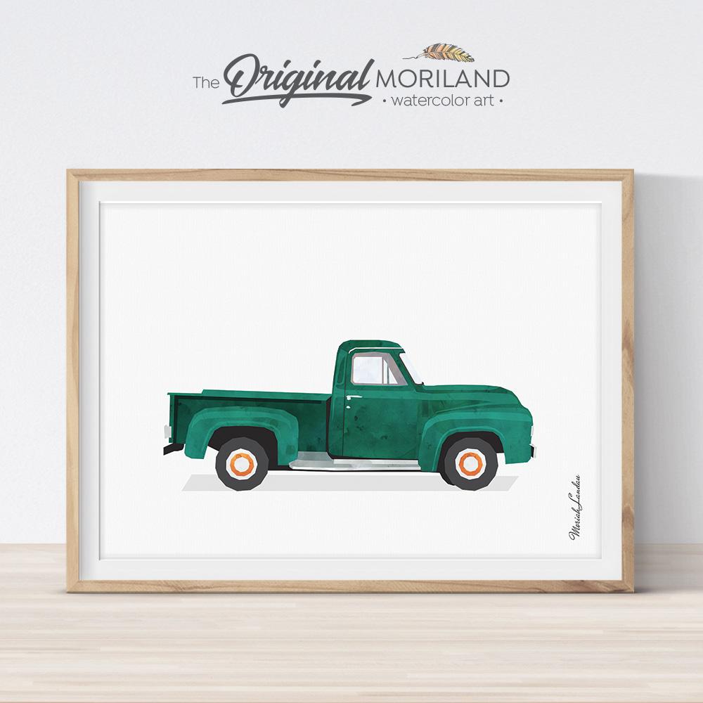 Old timer pickup truck art for boy bedroom decor by MORILAND