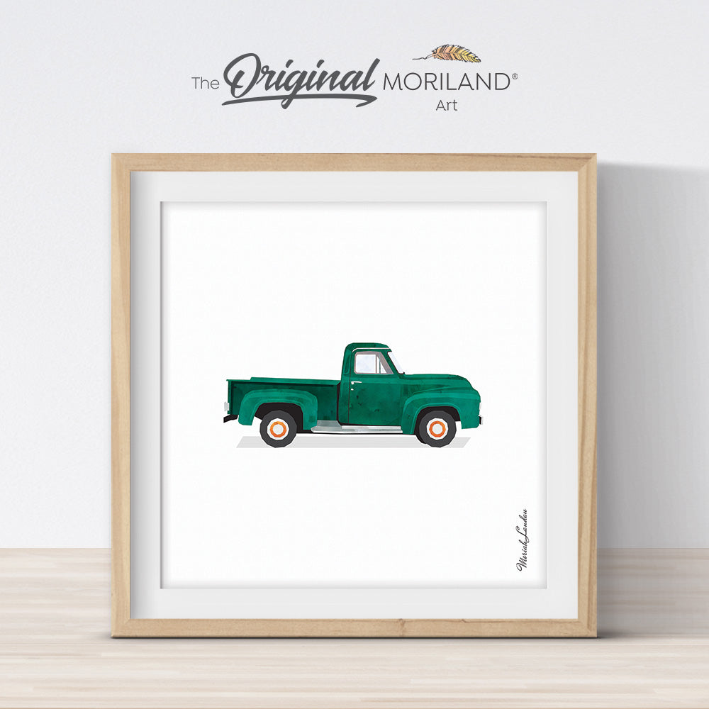 Old-Timer Green Pickup Truck Print - Printable Art