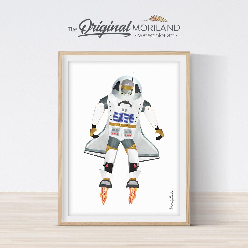 Space astronaut robot from space shuttle art for boy room decor