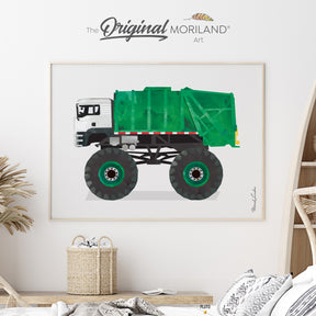 Garbage Truck Monster Truck Fine Art Paper Print, Garbage Truck Art, Car Print, School Garbage Truck Decor, Transportation Decor, Vehicle Print, Vehicle Art, Garbage Truck Boy Bedroom Ideas, Automobile Art, Kid Room Decor, Classroom Wall Art, Kids Poster by MORILAND