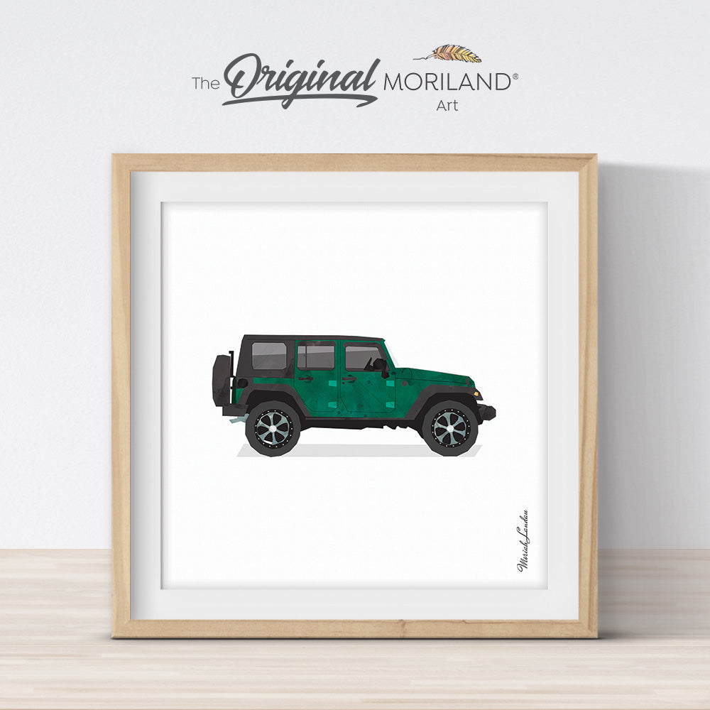 Classic Dark Green SUV Print - Printable Art