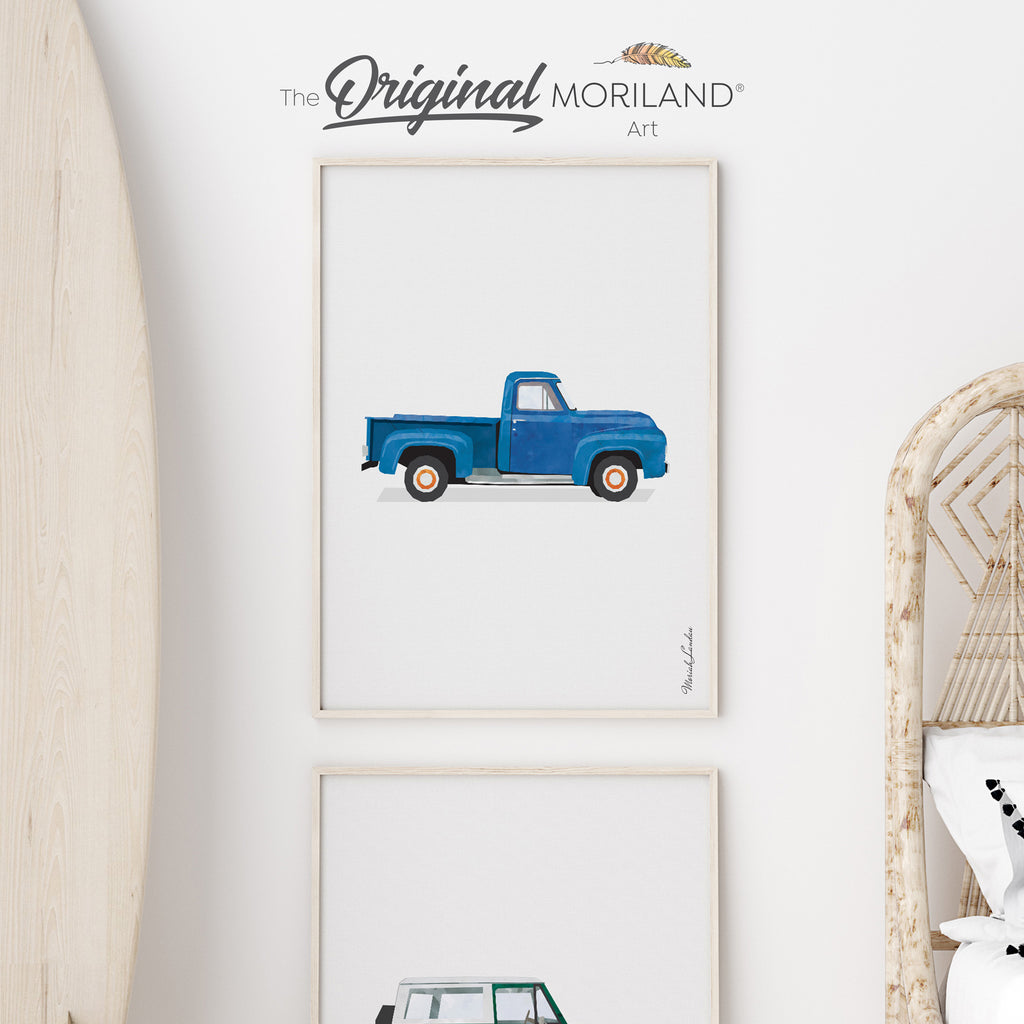 Classic Vintage American Pickup Truck Fine Art Print for Boy Room Decor