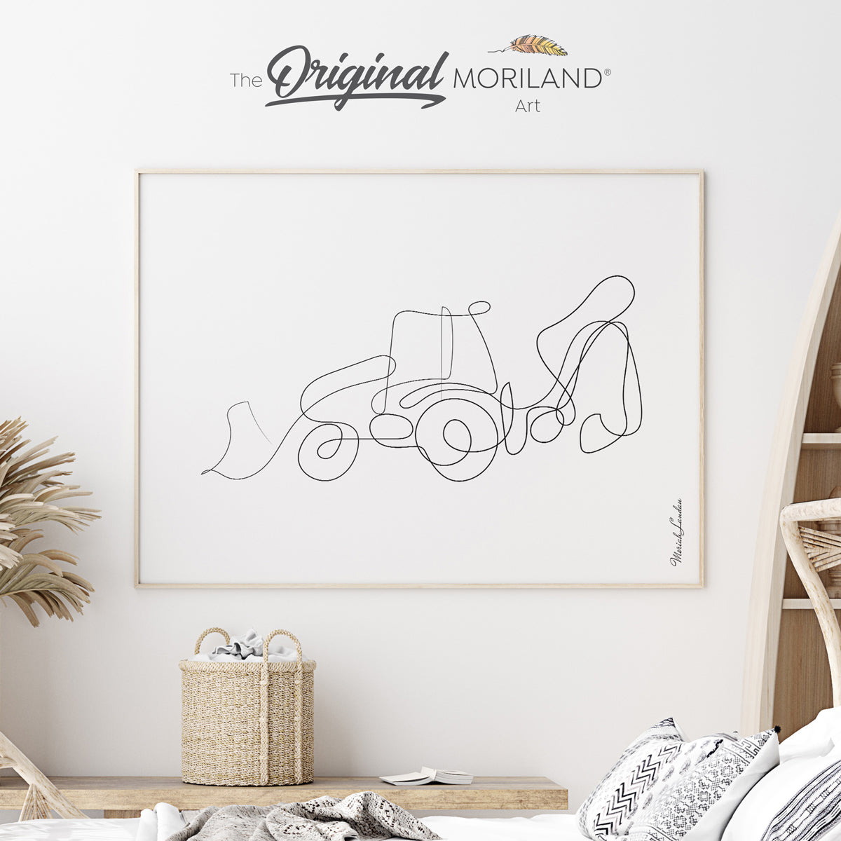 Backhoe - One Line Art Drawing Fine Art Paper Print