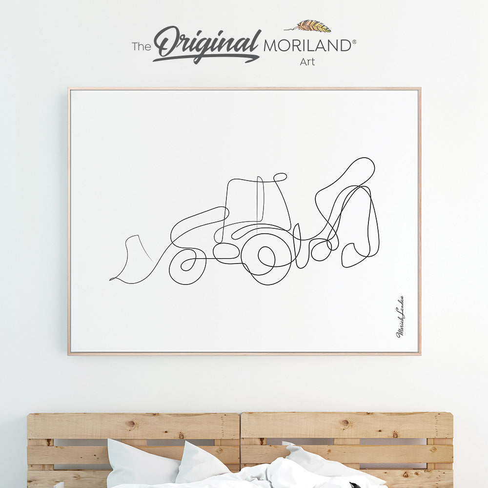 One Line Drawing Print, Digger Art, Construction Print, Toddler Boy Room Decor, Transportation Decor, Printable, Minimalist Art, MORILAND