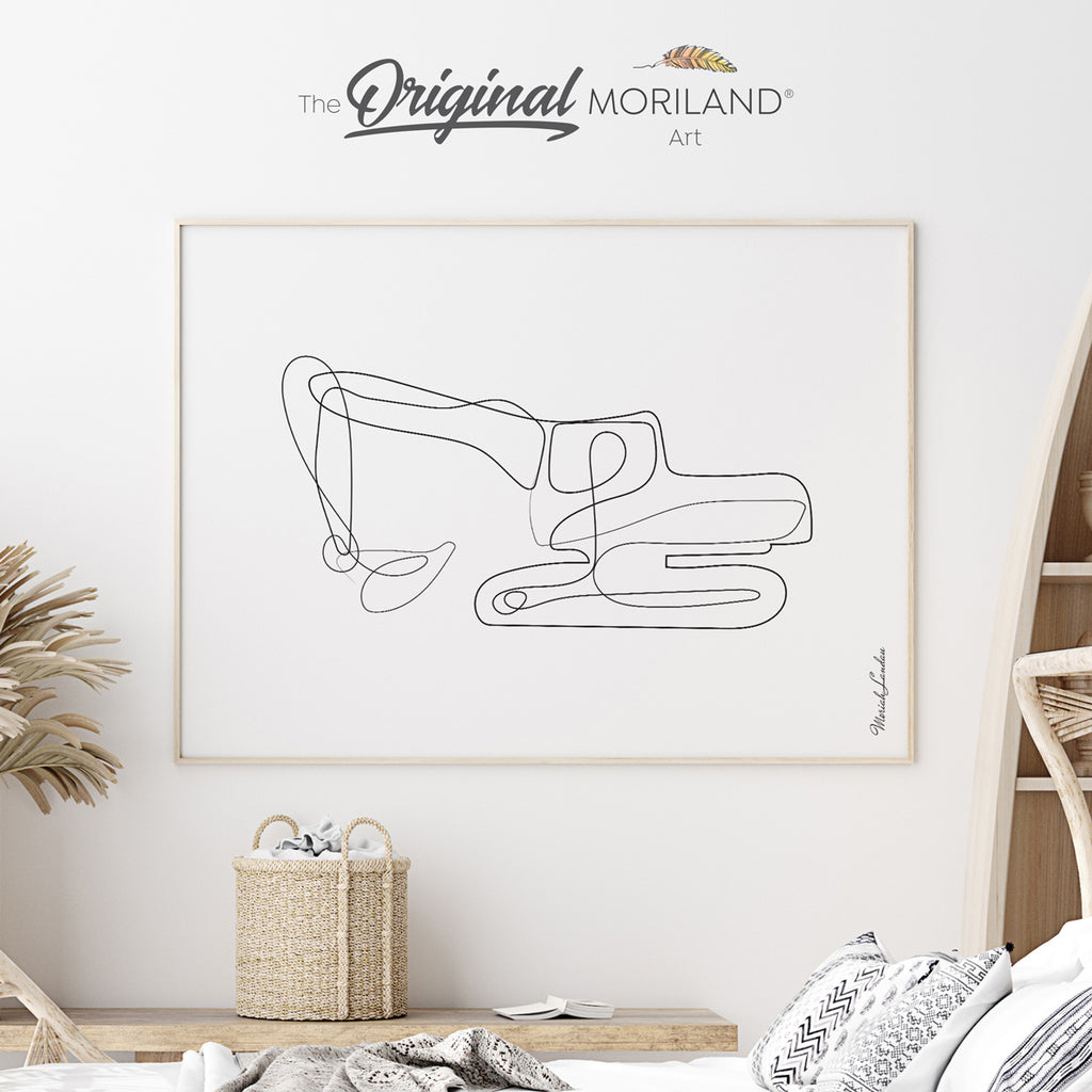 Digger - One Line Art Drawing Fine Art Paper Print by MORILAND