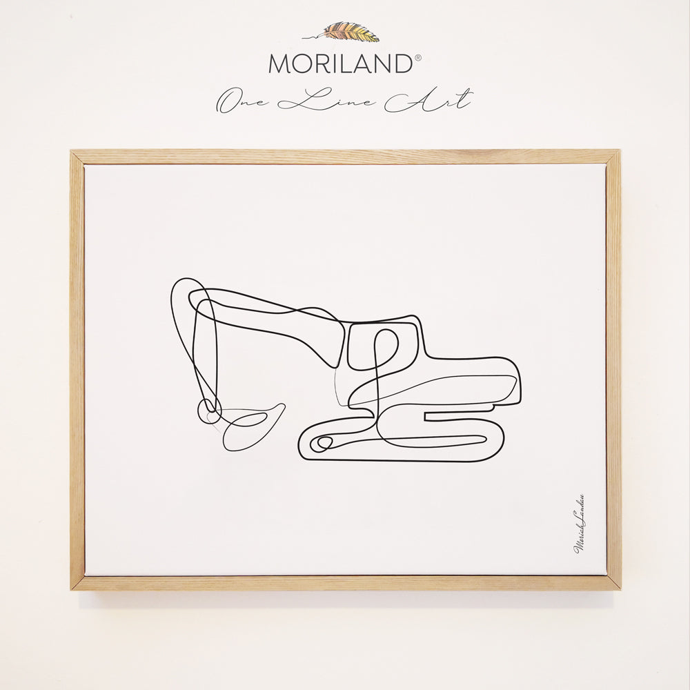 Digger - One Line Art Drawing - Framed Canvas Print,  One Line Drawing Print, Digger Art, Construction Print, Excavator Print, Toddler Boy Room Decor, Transportation Decor, Vehicle Framed Canvas, Boy Nursery One Line Art, Toddler Bedroom Decor, Minimalist Art, MORILAND Art, Kids Poster by MORILAND