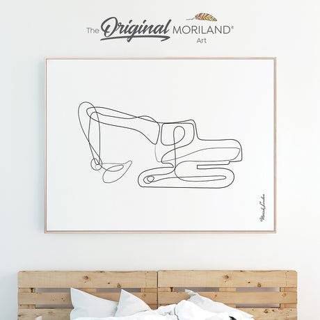 One Line Art Drawing Print, Digger Art, Construction Print, Boy Bedroom Print, Transportation Decor, Printable, Minimalist Nursery Art