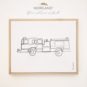 One Line Drawing Print, Firetruck Art, Construction Print, Fire Truck Print, Toddler Boy Room Decor, Transportation Decor, Vehicle Framed Canvas, Boy Nursery One Line Art, Toddler Bedroom Decor, Minimalist Art, Fire Engine Decor, MORILAND Art, Kids Poster by MORILAND