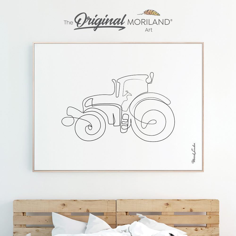 One Line Art Drawing Print, Tractor Print, Transportation Wall Art, Boy Bedroom Print, Printable, Vehicle Print, Minimalist Nursery Art