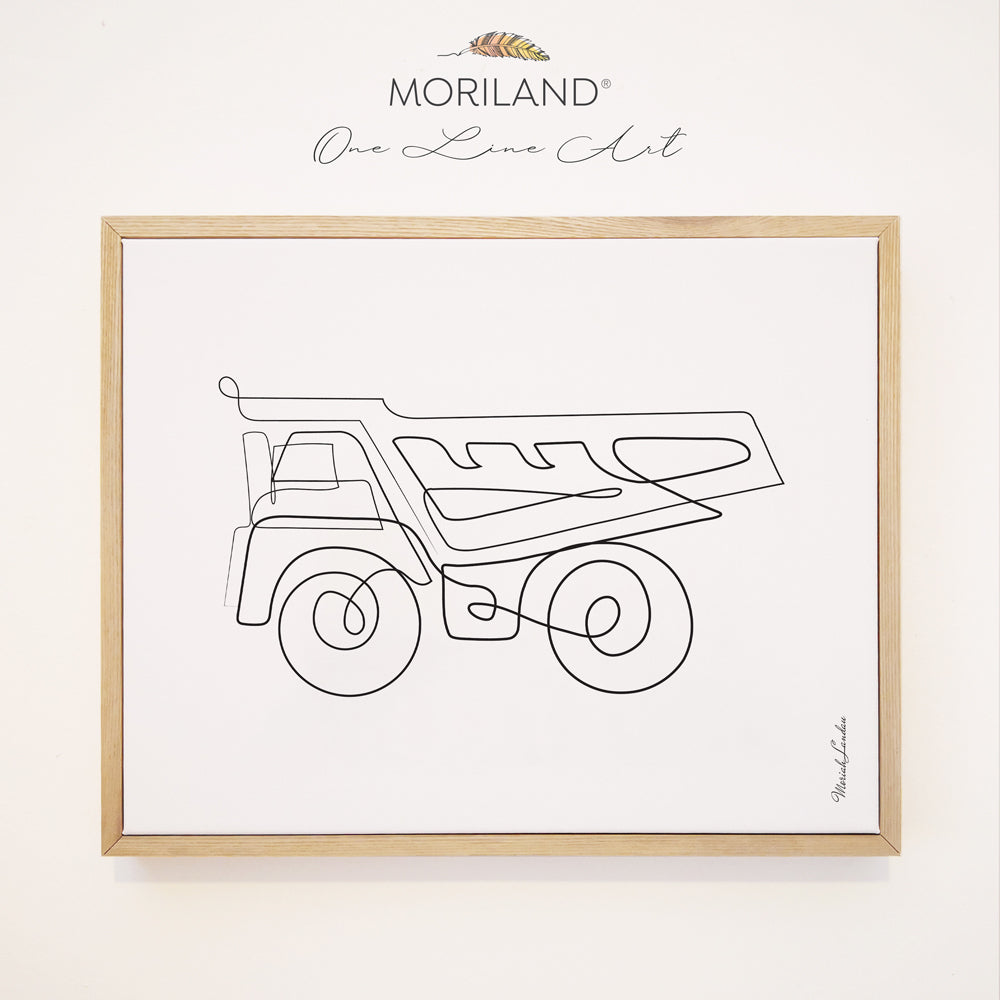 One Line Drawing Print, Dump Truck Art, Construction Print, Vehicle Print, Toddler Boy Room Decor, Transportation Decor, Vehicle Framed Canvas, Boy Nursery One Line Art, Toddler Bedroom Decor, Minimalist Art, Dump Truck Decor, MORILAND Art, Kids Poster by MORILAND