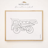 One Line Drawing Print, Dump Truck Art, Construction Print, Vehicle Print, Toddler Boy Room Decor, Transportation Decor, Vehicle Framed Canvas, Boy Nursery One Line Art, Toddler Bedroom Decor, Minimalist Art, Dump Truck Decor, MORILAND Art, Kids Poster by MORILAND