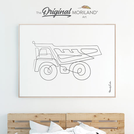 One Line Art Drawing Print, Dump Truck Print, Construction Print, Boy Bedroom Print, Transportation Decor, Printable, Minimalist Nursery Art